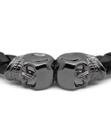 TWIN SKULL / BLACK LEATHER & GUNMETAL