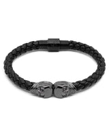 TWIN SKULL / BLACK LEATHER & GUNMETAL