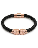 TWIN SKULLS / BLACK LEATHER & ROSE GOLD
