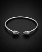 Twin skull bangle / White gold