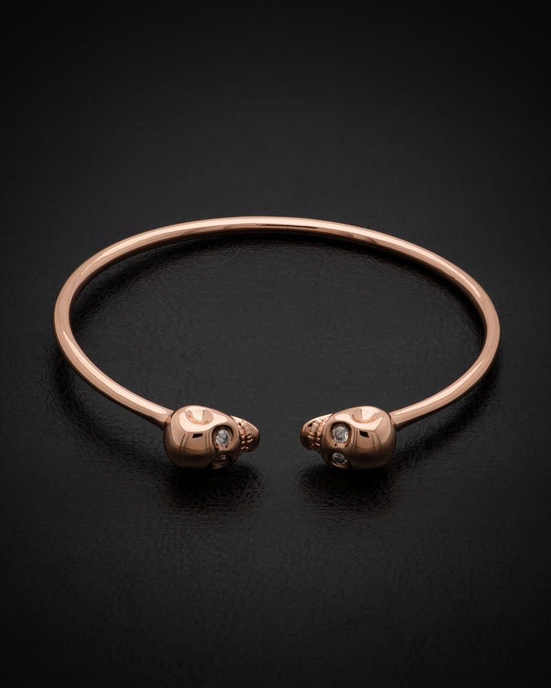 Twin skull bangle / Rose gold