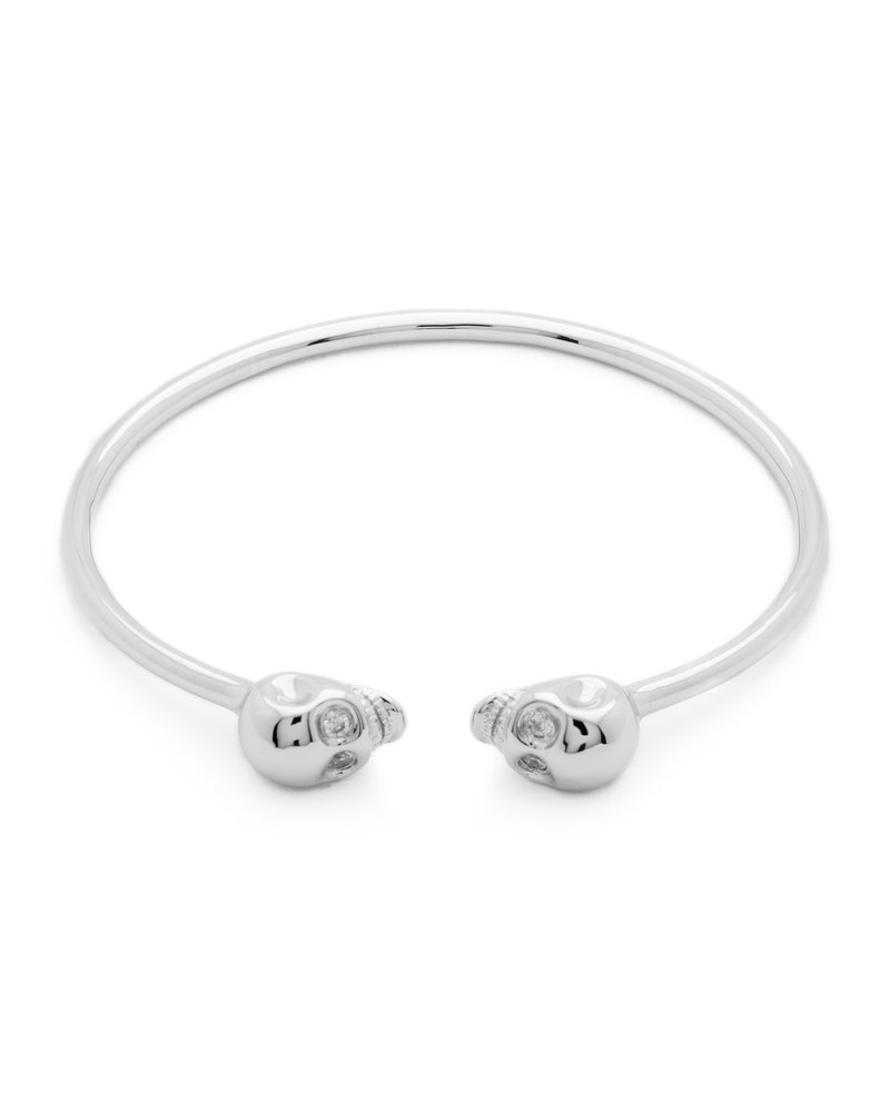 Twin skull bangle / White gold